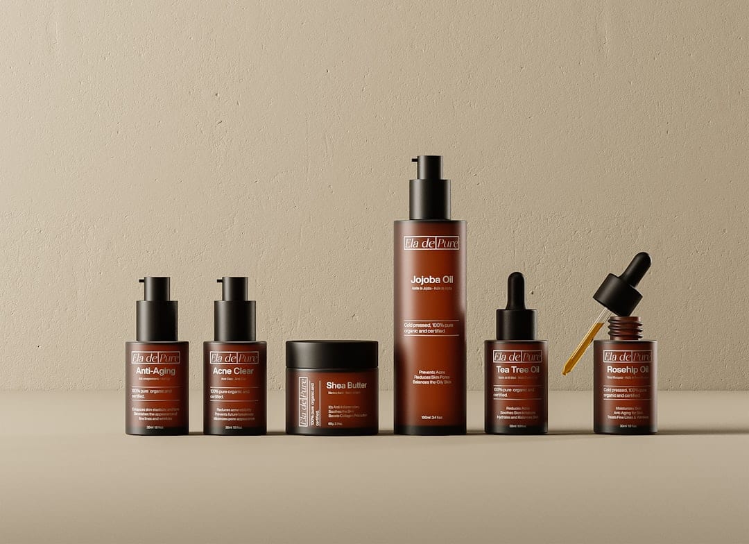 Skincare routine products collection