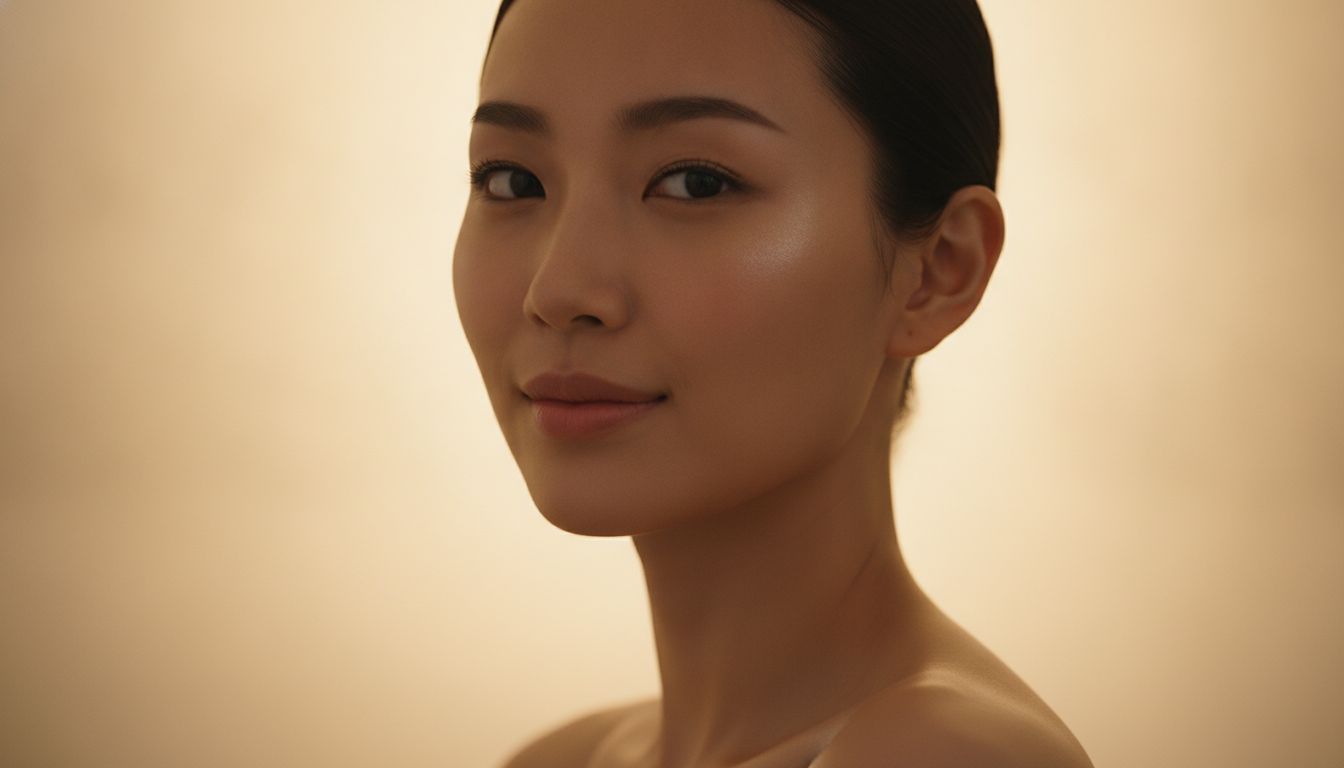 Woman with radiant foundation-free skin