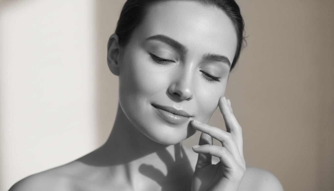 Woman with radiant foundation-free skin glowing with confidence