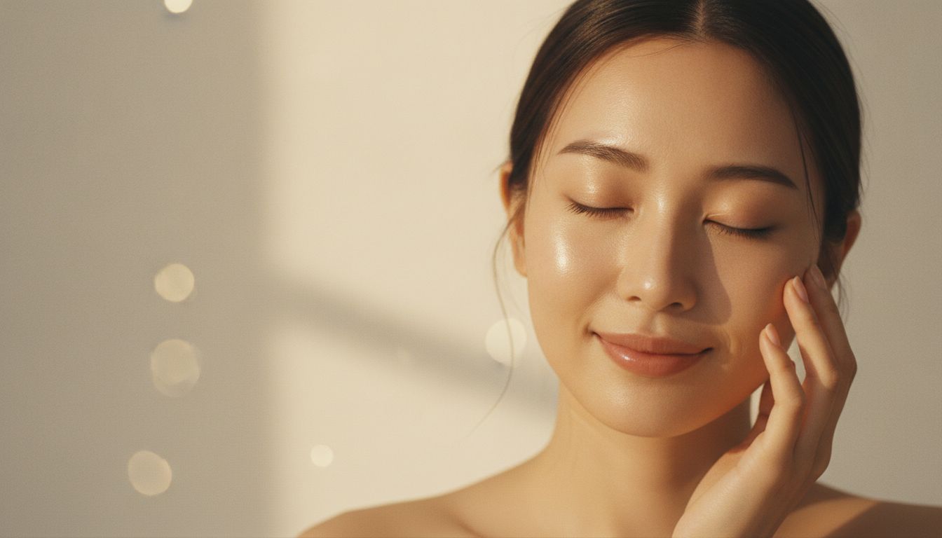 Woman with radiant foundation-free skin